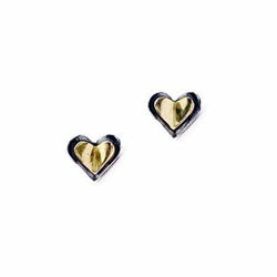 Aviv Silver & Gold Heart Stud Earrings E945