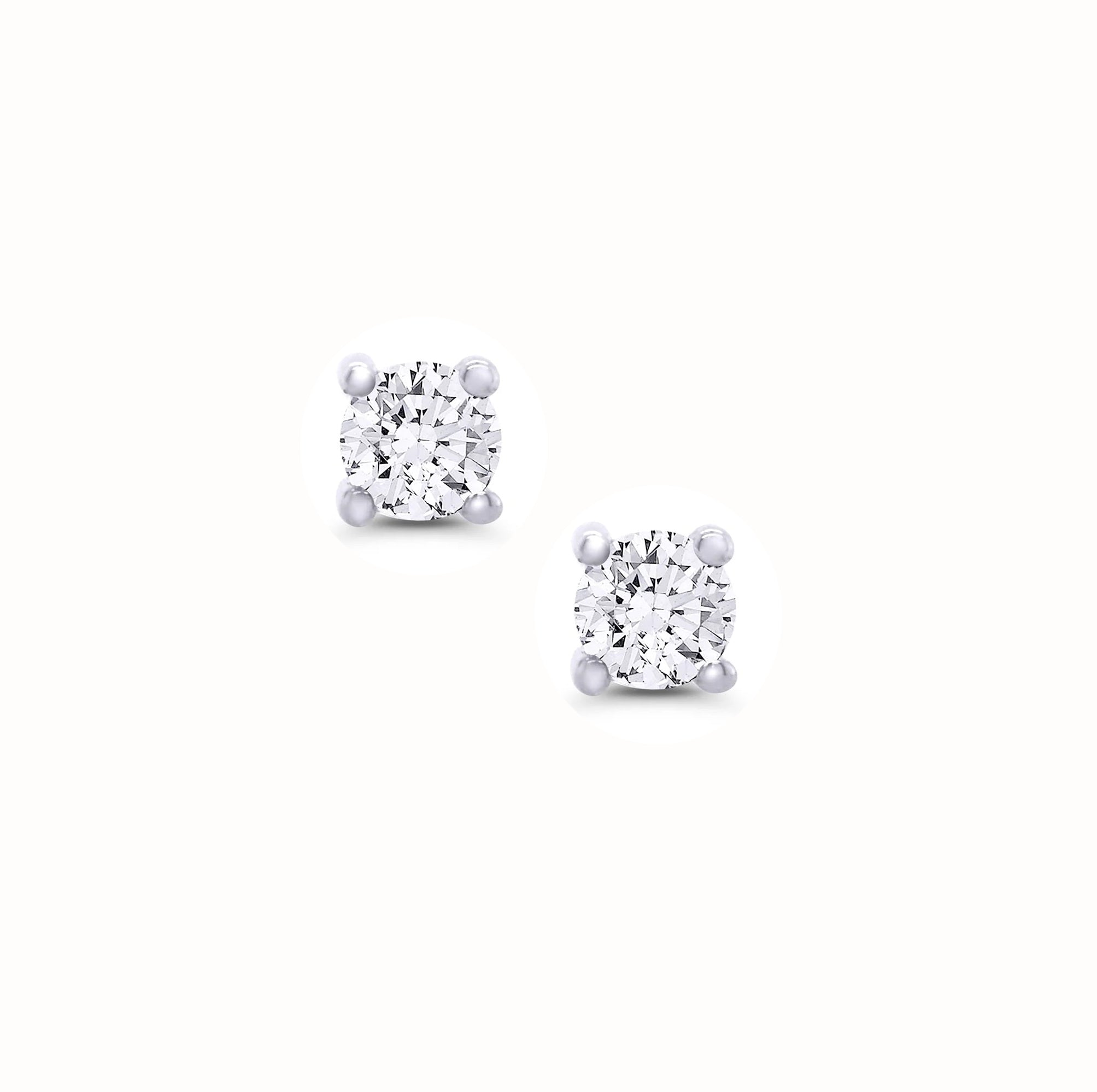 Diamond Solitaire Stud Earrings 9ct White Gold 0.15ct