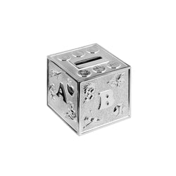Silver Plated ABC Cube Money Box 2815