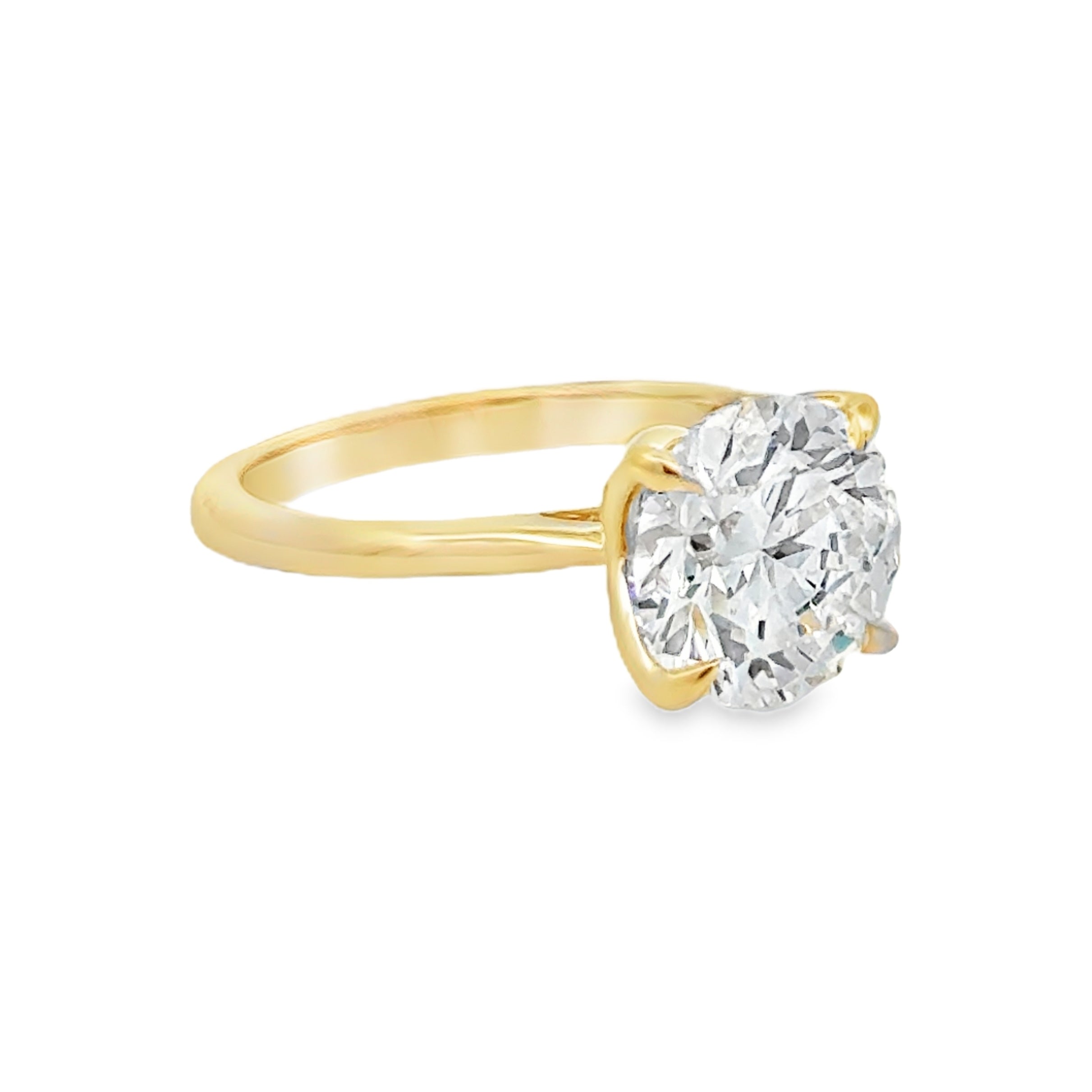 Lab Grown Diamond Brilliant Cut 3.06ct Solitaire Ring 9ct Gold SIDE