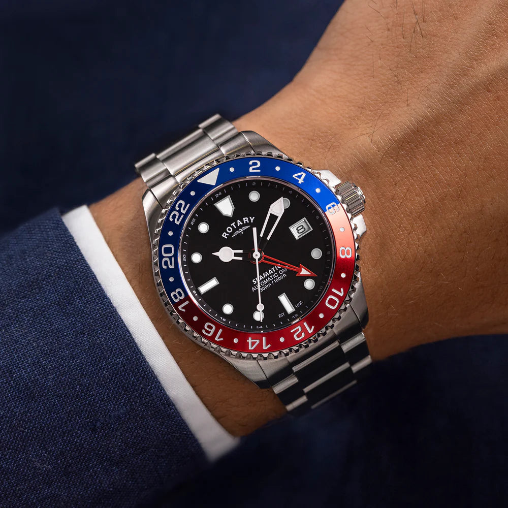 Rotary Seamatic 300 GMT Men's Automatic Bracelet Watch GB04378/95 MODEL