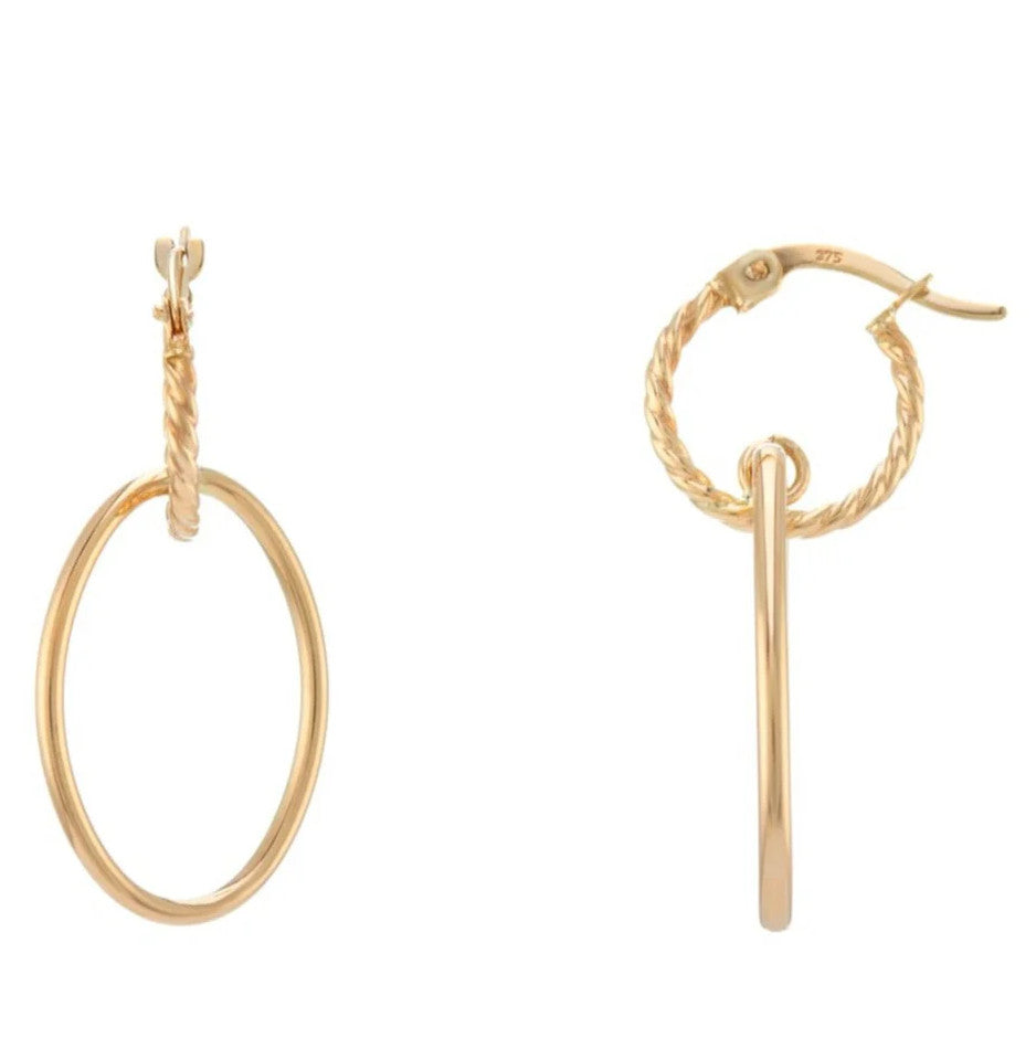 9ct Gold Oval Drop Earrings side