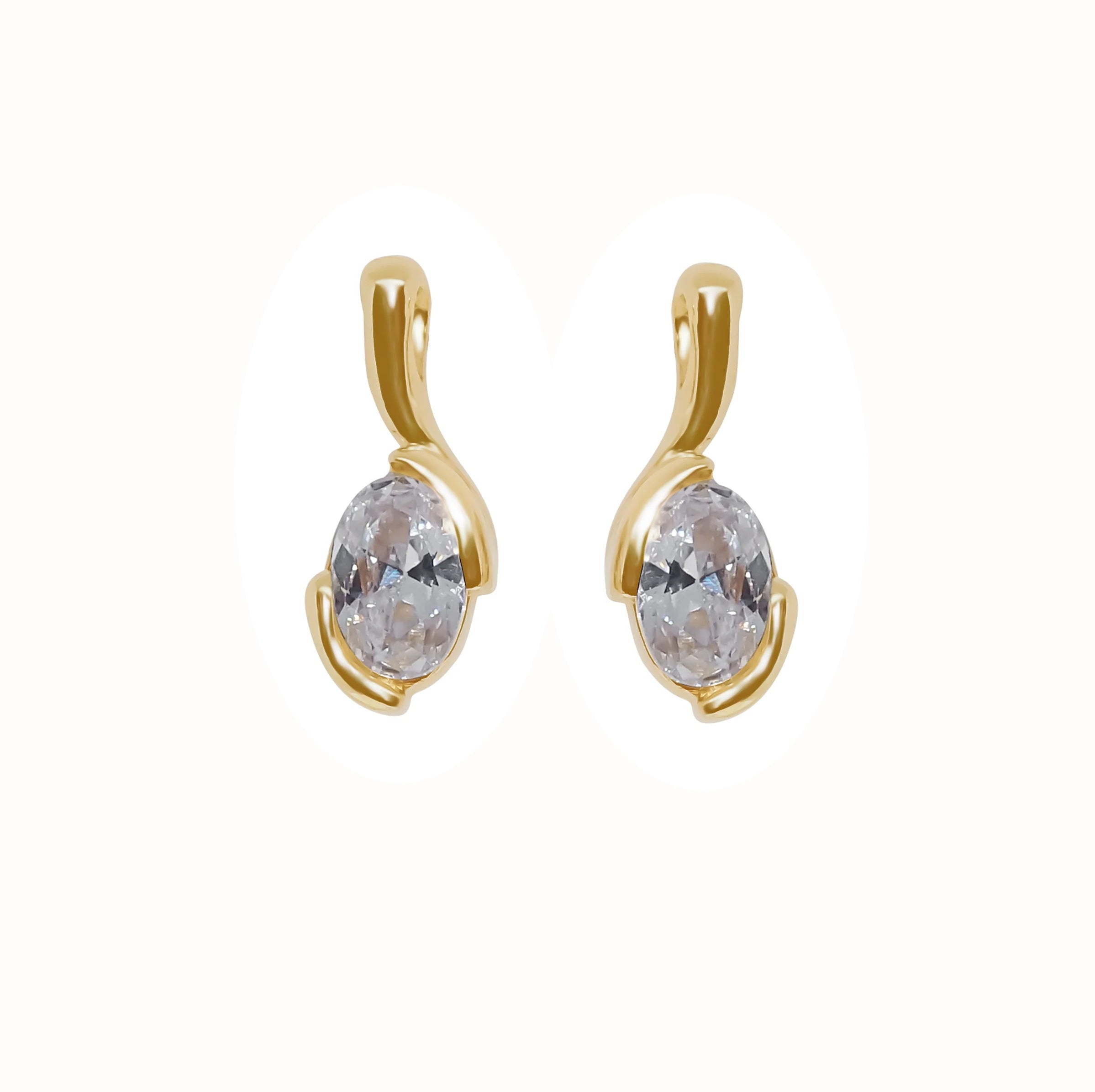 9ct Gold Marquise Cut CZ Drop Earrings