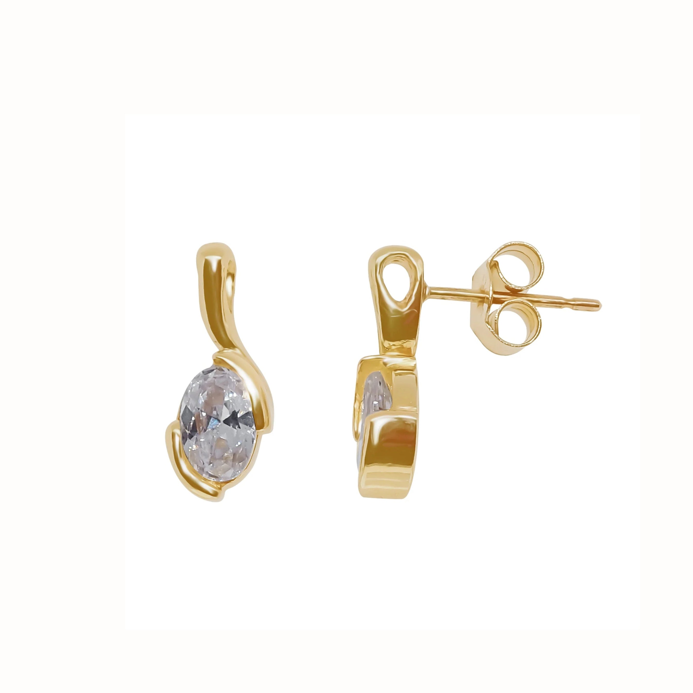 9ct Gold Marquise Cut CZ Drop Earrings SIDE