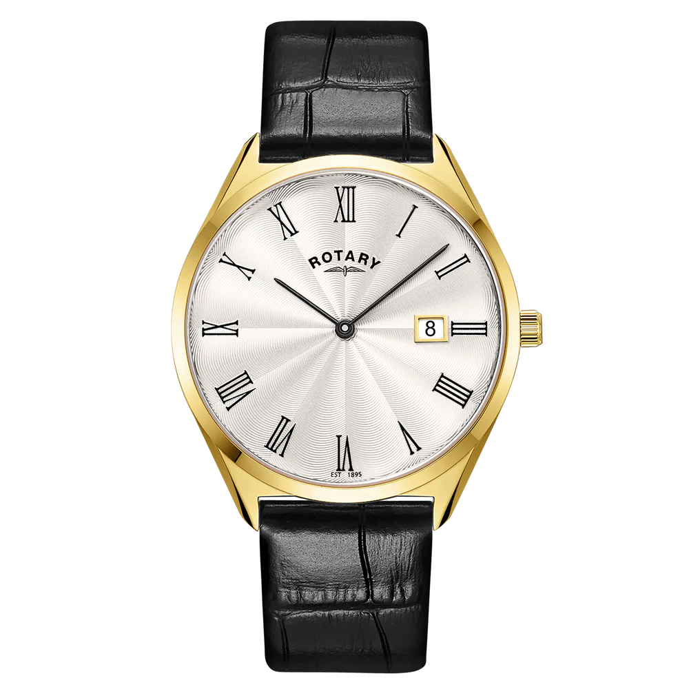 Rotary Ultra Thin Men's Leather Strap Watch GS08013/01