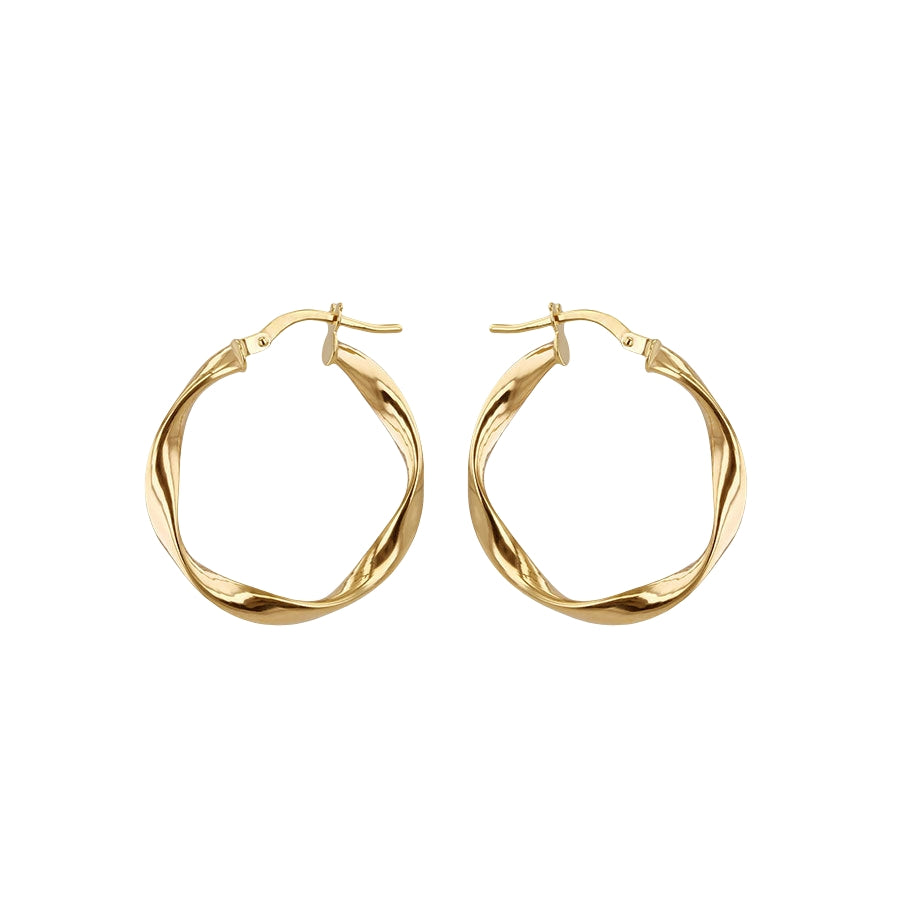 9ct Gold 19mm Twisted Hoop Earrings