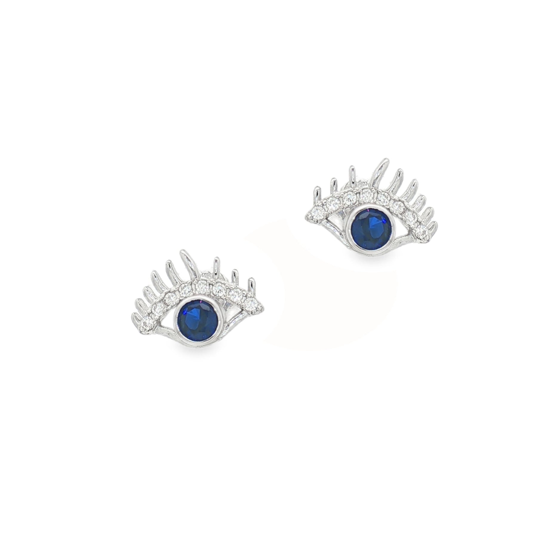 Sterling Silver CZ Eye Stud Earrings