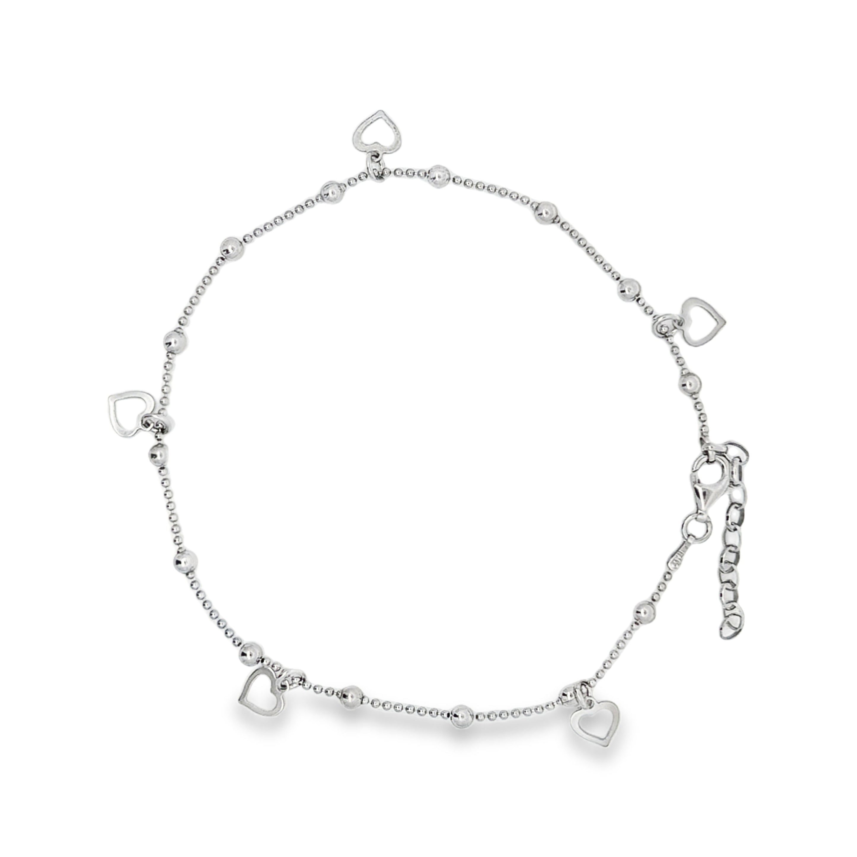 Sterling Silver Heart Droplet Anklet