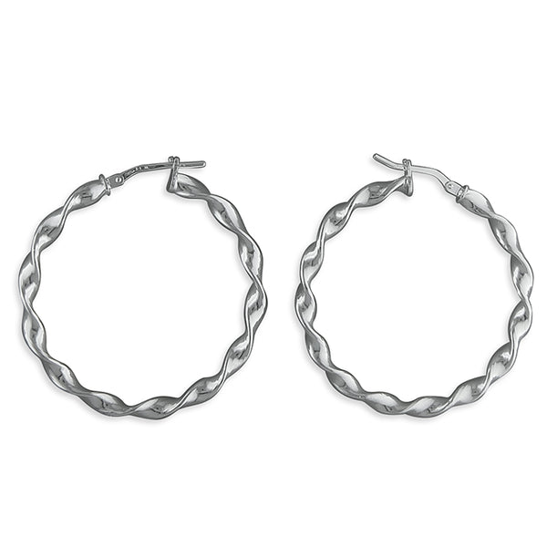 Sterling Silver 36mm Twisted Hoop Earrings