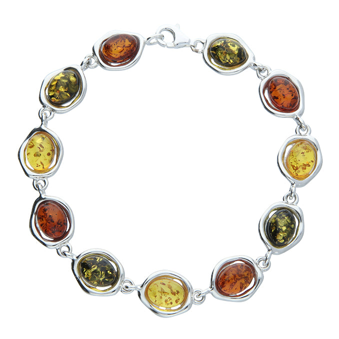 Silver Mixed Amber Bracelet