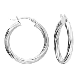 Sterling Silver 25mm Twisted Hoop Earrings