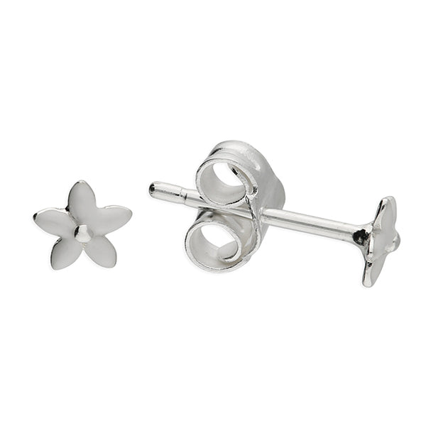 Sterling Silver White Enamel Flower Stud Children's Earrings