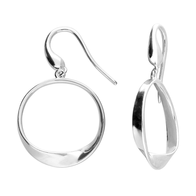 Sterling Silver Twist Drop Circle Earrings