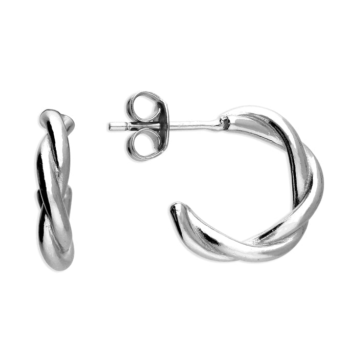 Sterling Silver Twisted Hoop Stud Earrings