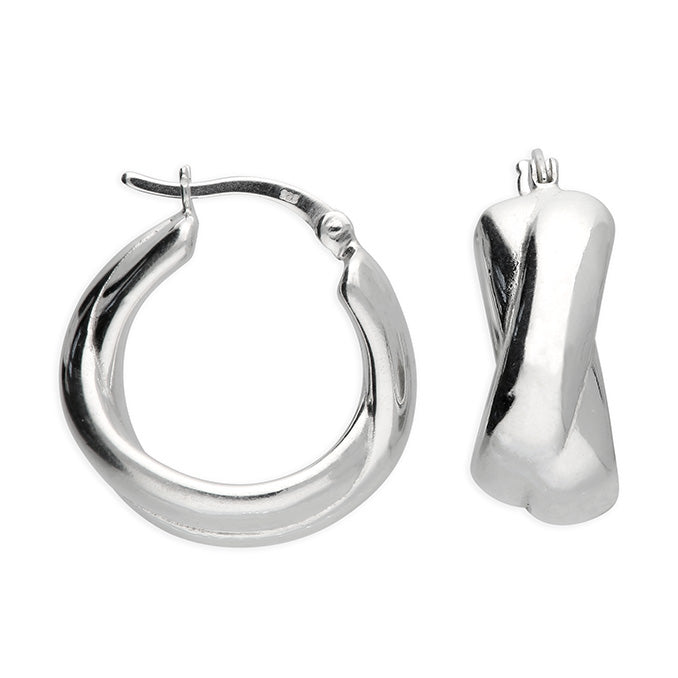Sterling Silver Crossover Hoop Earrings
