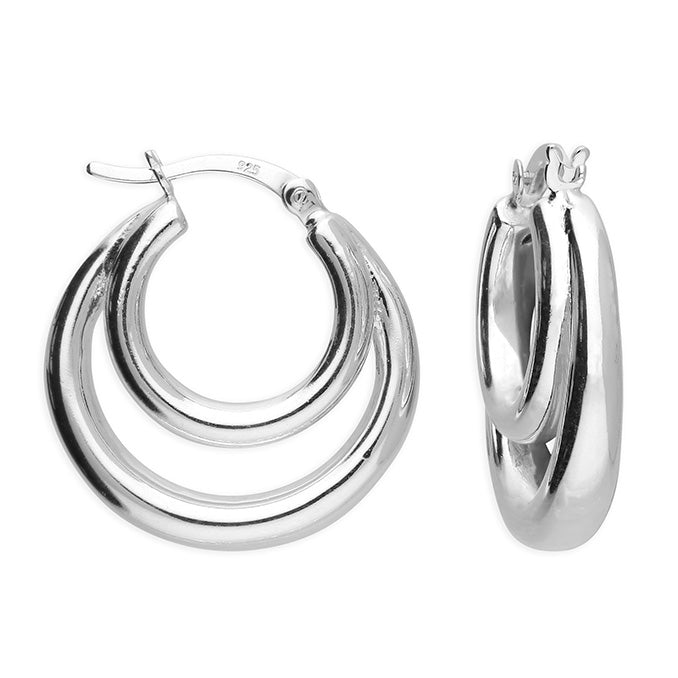 Sterling Silver Double Hoop Earrings