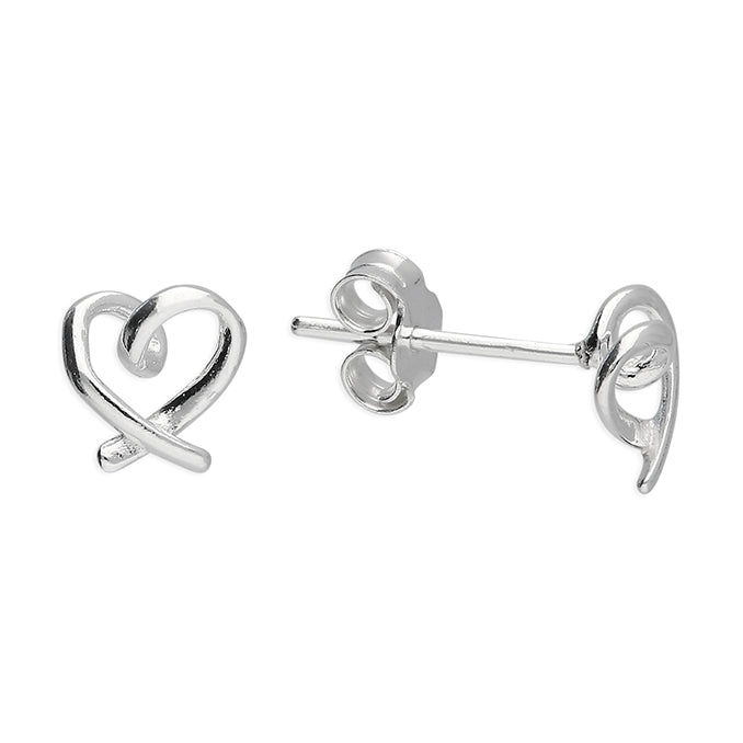 Sterling Silver Forever Heart Stud Earrings