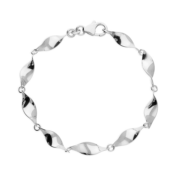 Sterling Silver Wave Link Bracelet