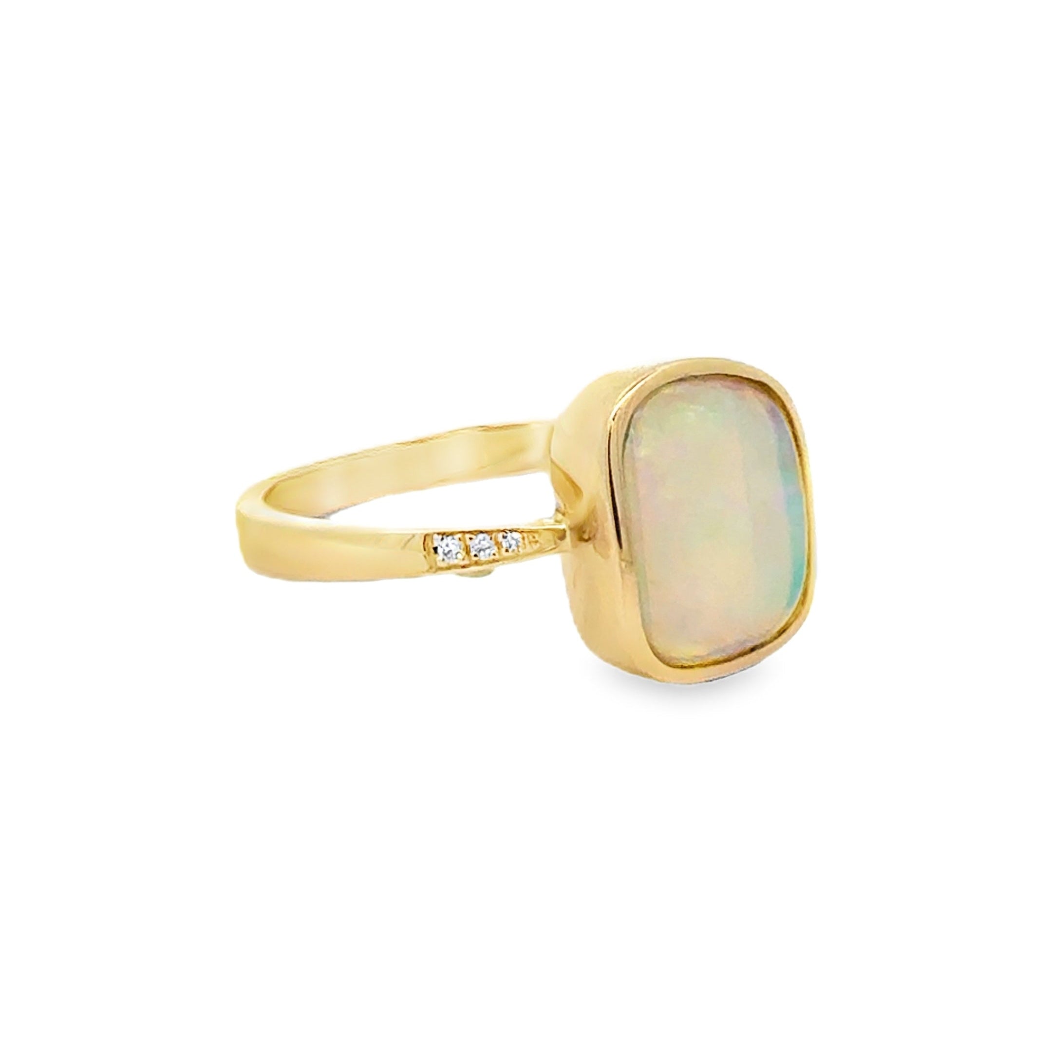 Opal & Diamond Ring 9ct Gold side