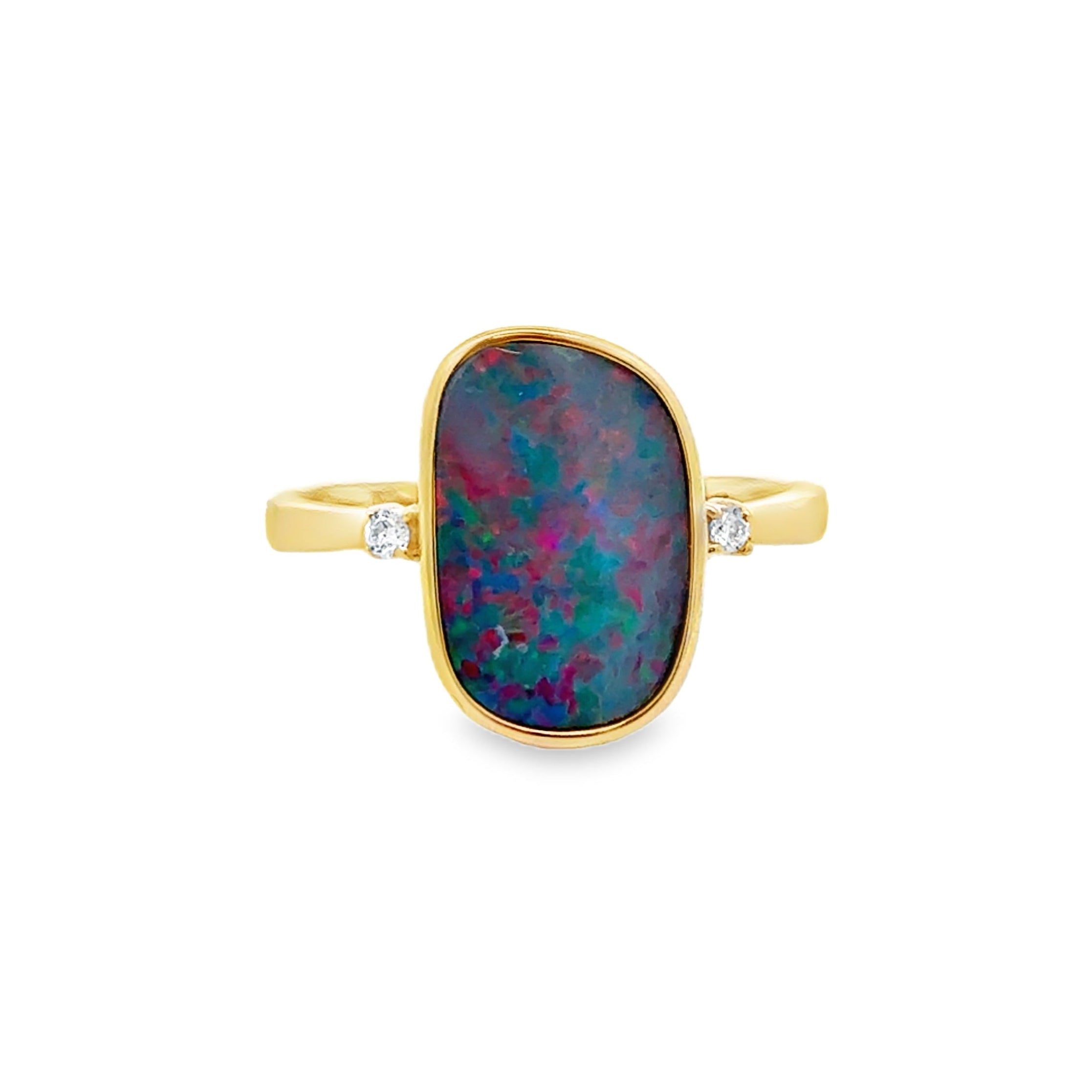 Opal & Diamond Ring 9ct Gold