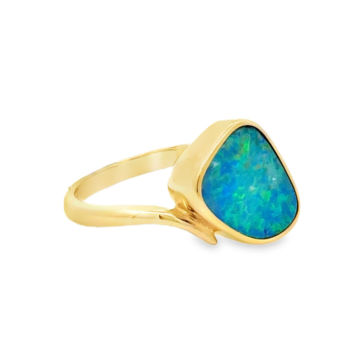 Freeform Opal Ring 9ct Gold SIDE