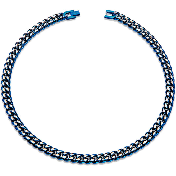 Unique & Co Mens Steel Blue IP Curb Chain