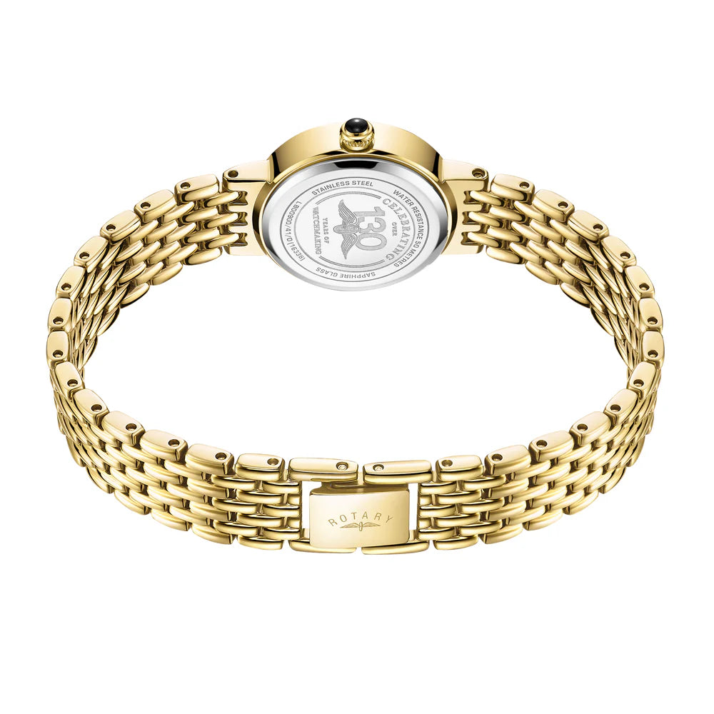 Rotary Heritage Diamond Ladies Gold Tone Bracelet Watch LB008900/41/D case back