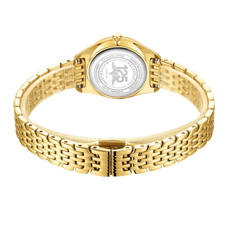 Rotary Ultra Slim Ladies Gold Tone Bracelet Watch LB08011/02 case back