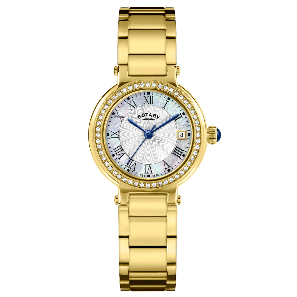 Rotary Heritage Ladies Gold Tone Stone Set Bracelet Watch RLB10008/07
