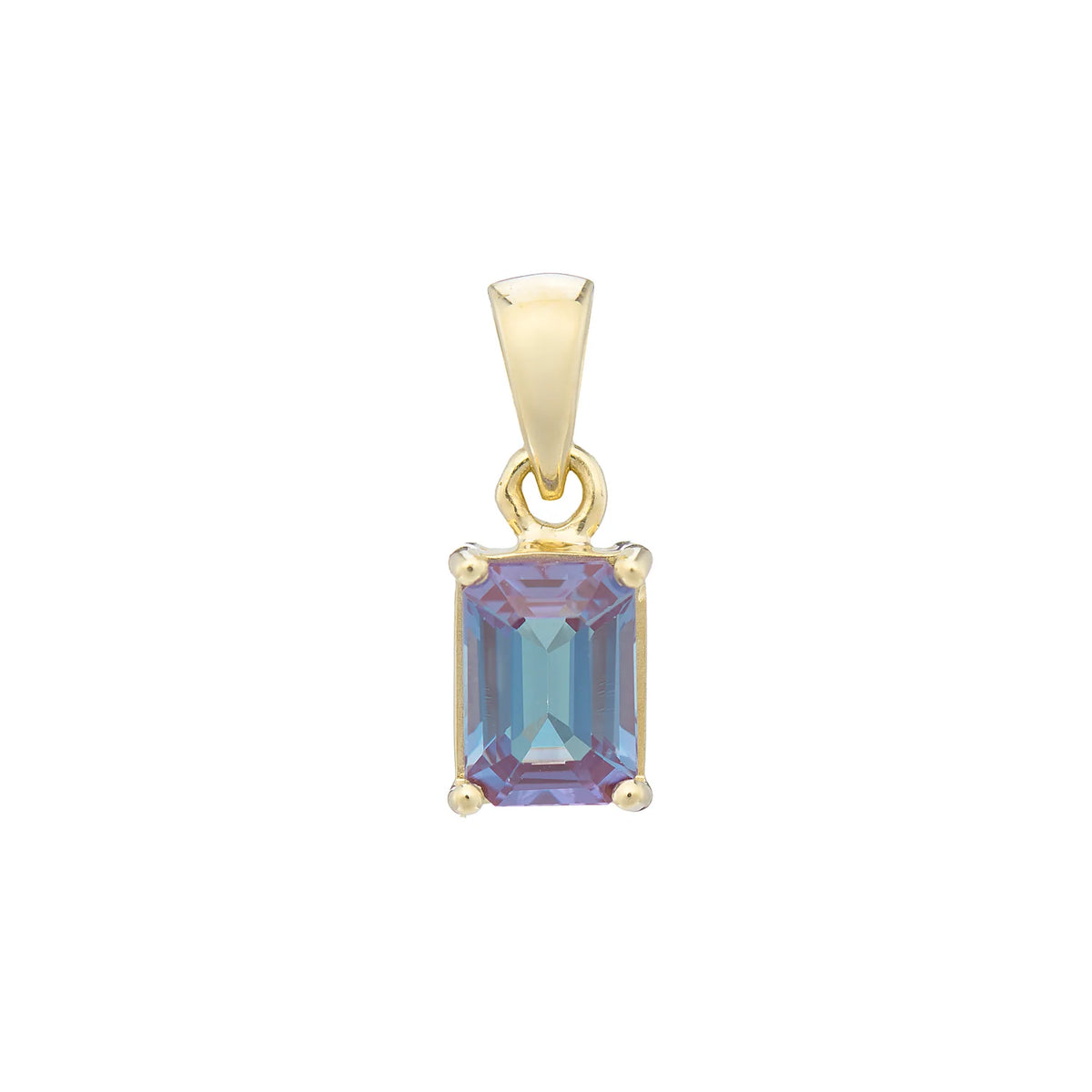 9ct Gold Octagonal Cut Lab Grown Alexandrite Drop Pendant