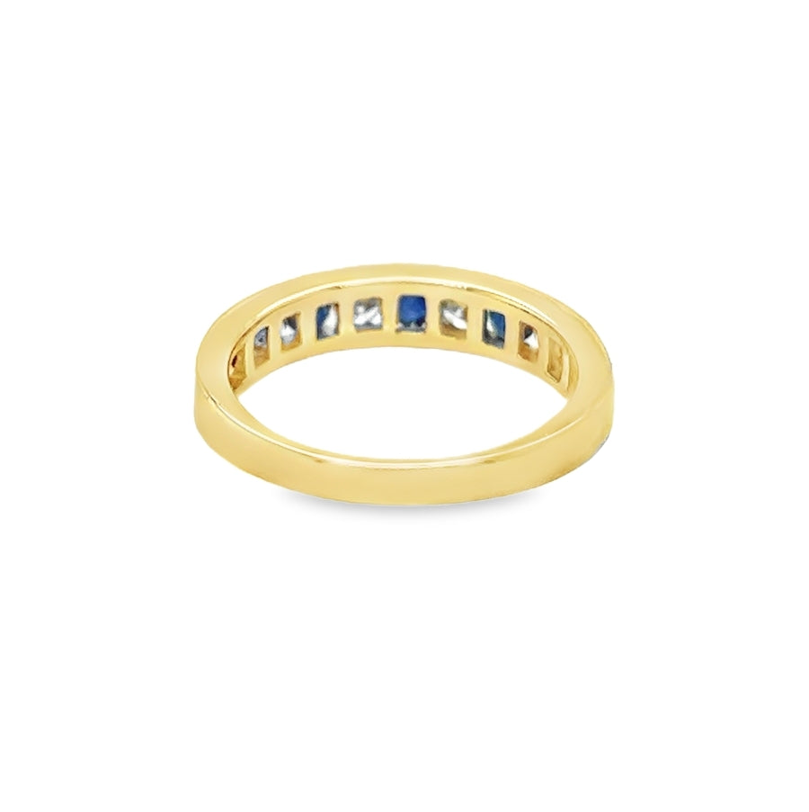 Sapphire & Diamond 11 Stone Channel Set Eternity Ring 9ct Gold rear