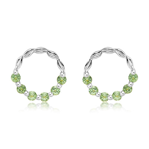Unique & Co Silver Peridot Circle Stud Earrings  ME-1055PE