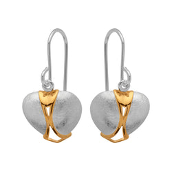 Unique & Co Sterling Silver & Gold Heart Drop Earrings ME-453