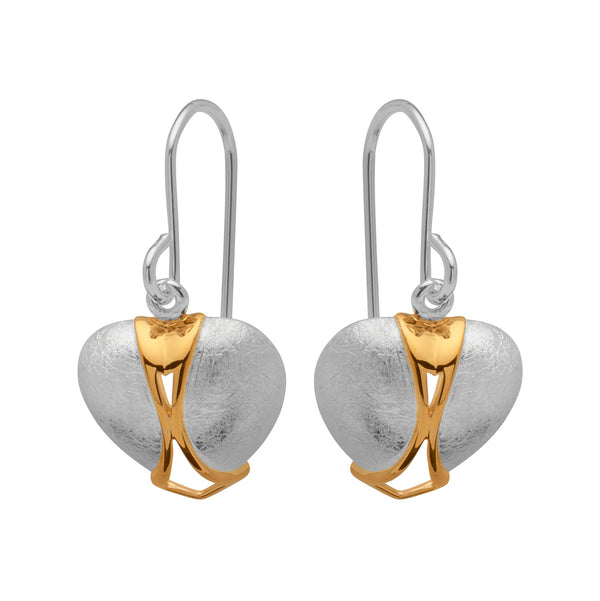 Unique & Co Sterling Silver & Gold Heart Drop Earrings ME-453