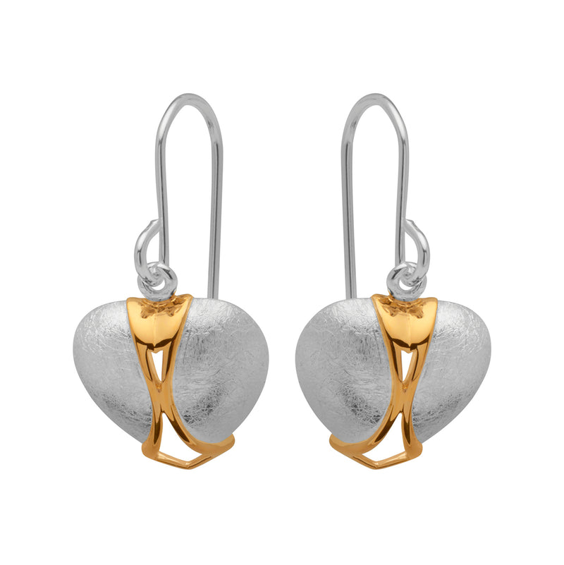 Unique & Co Sterling Silver & Gold Heart Drop Earrings ME-453