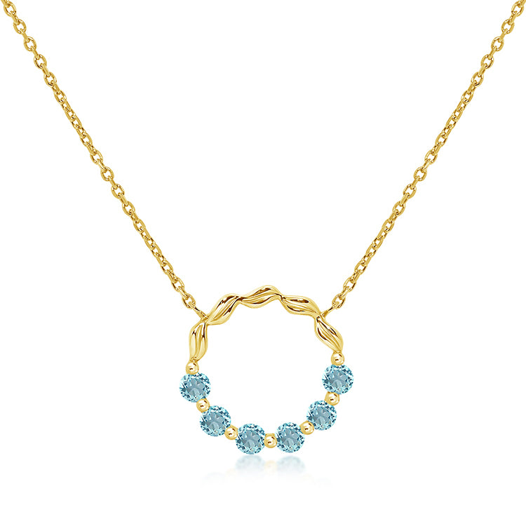 Unique & Co Sterling Silver Gold Plated Blue Topaz Pendant MK-1056BT