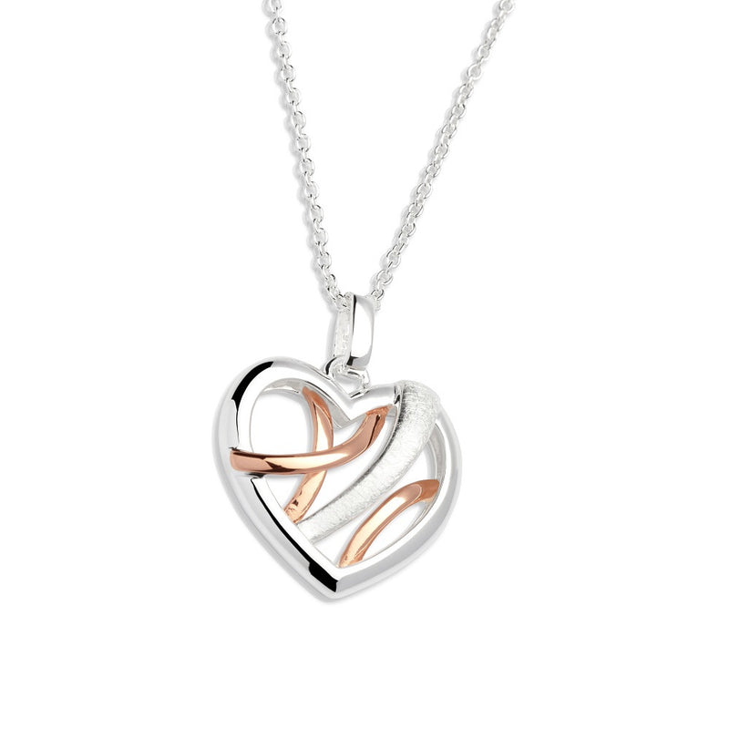 Unique & Co Sterling Silver Heart Pendant with Rose Gold Plating MK-538