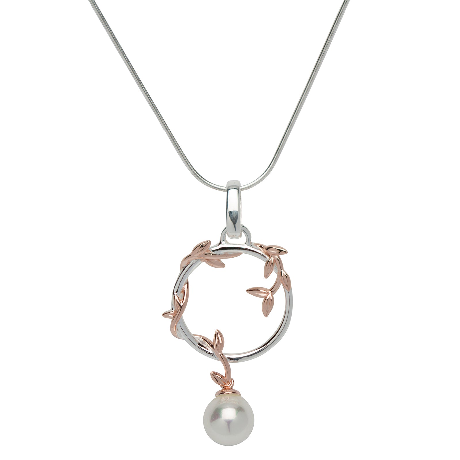 Unique & Co Sterling Silver FWP Circle Pendant with Rose Gold Plating MK-647