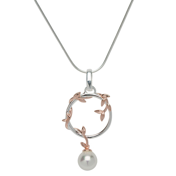 Unique & Co Sterling Silver FWP Circle Pendant with Rose Gold Plating MK-647