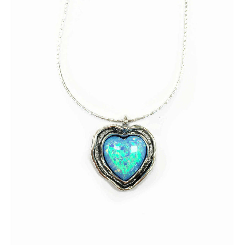 Aviv Silver Large Heart Opal Pendant N03863