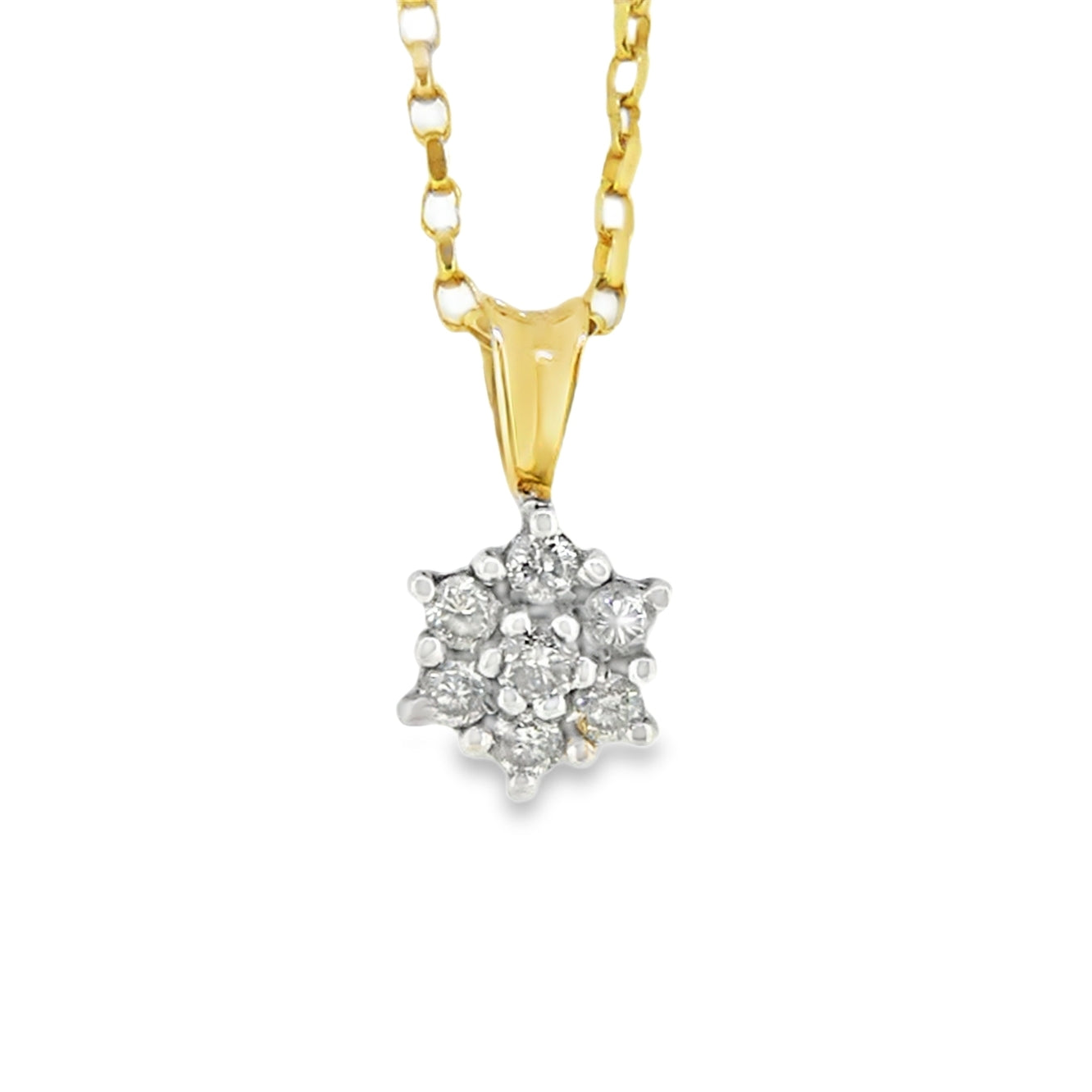 9ct Yellow Gold Diamond 7 Stone Cluster Pendant