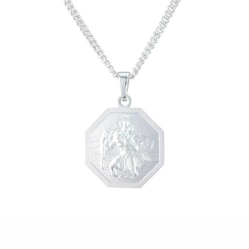 Sterling Silver Hexagonal St. Christopher