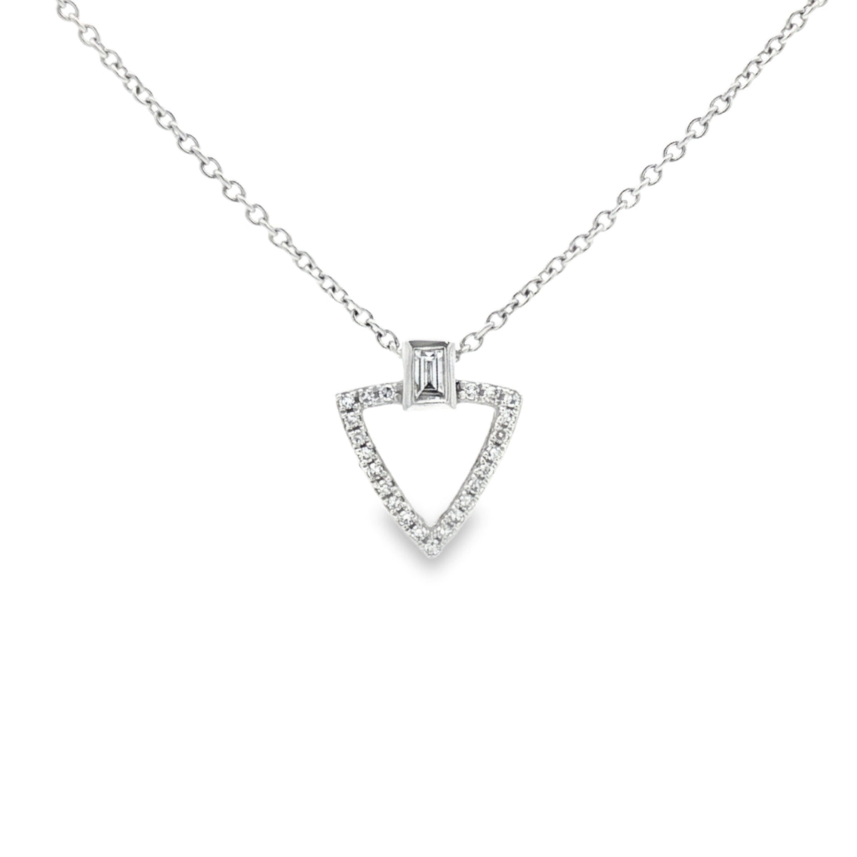 9ct White Gold Diamond Triangle Pendant