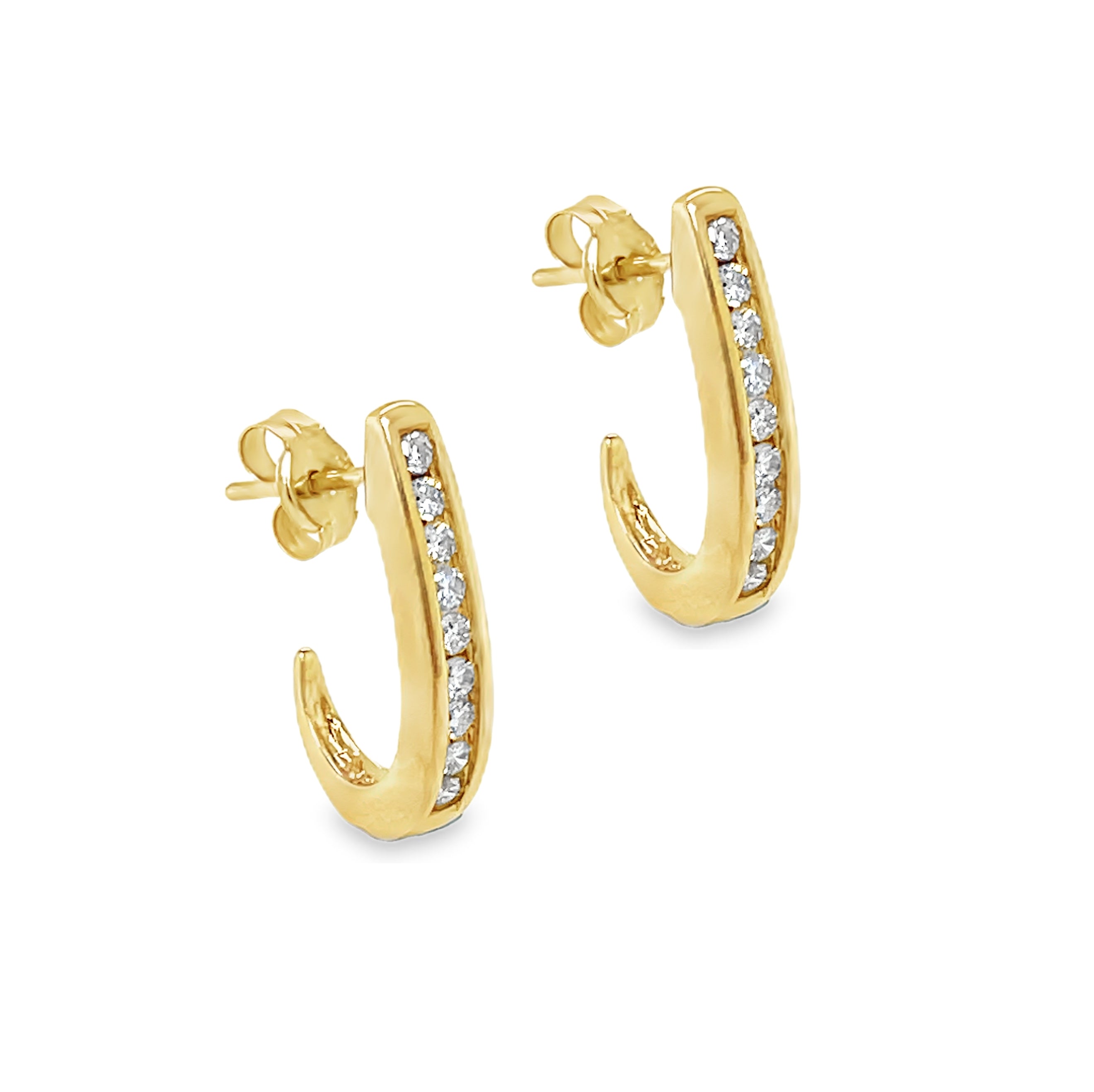 9ct Gold Diamond Half Hoop Earrings