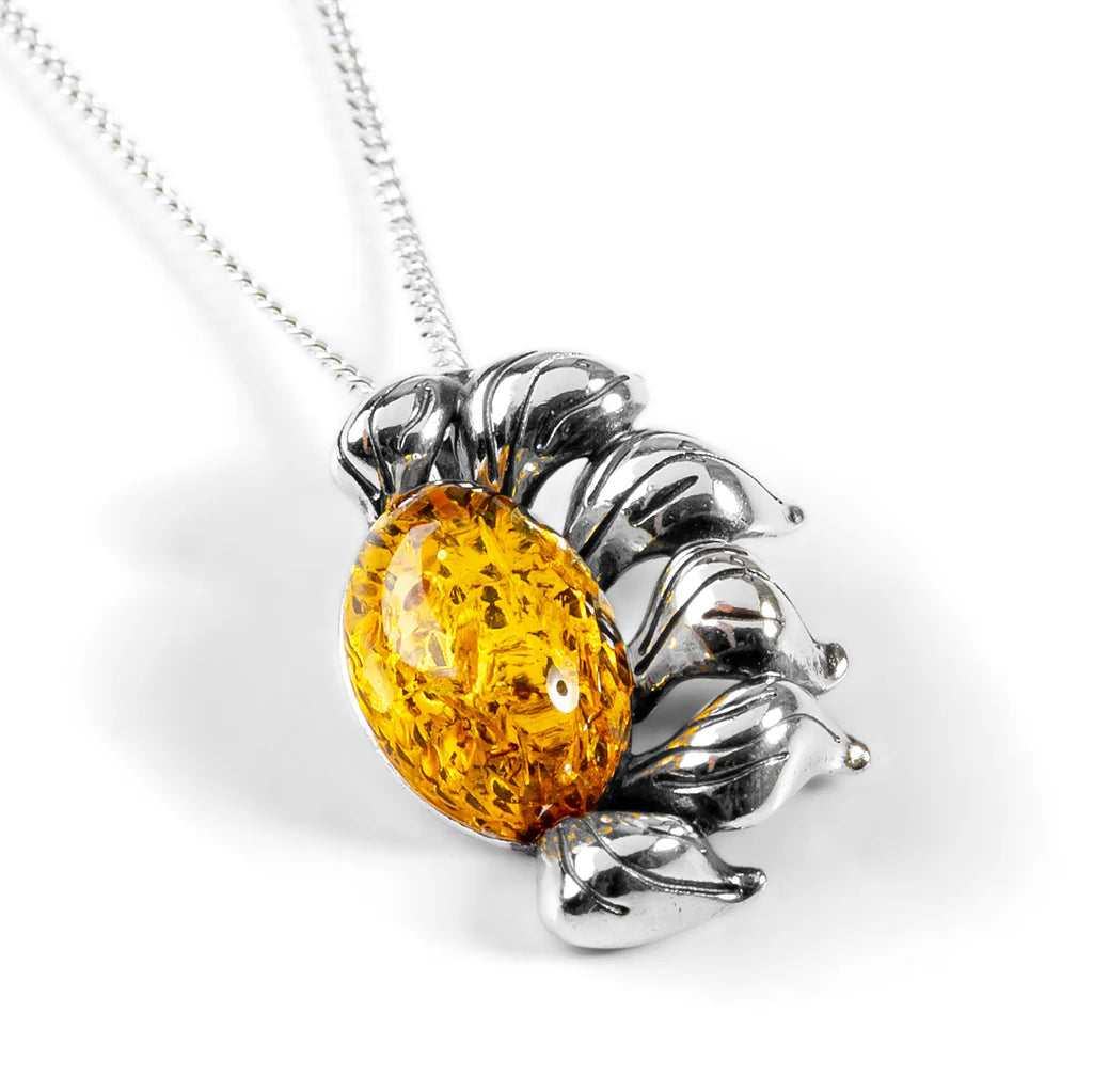 Henryka Ready to Bloom Necklace in Silver and Yellow Amber
