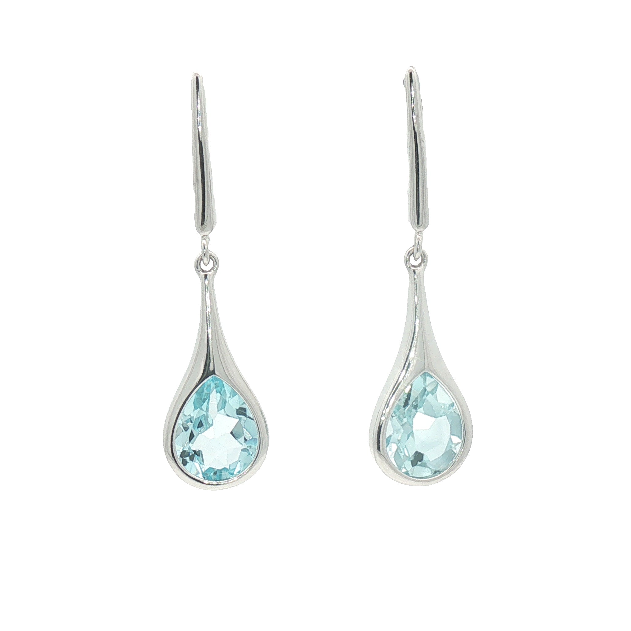Silver Teardrop Blue Topaz Drop Earrings
