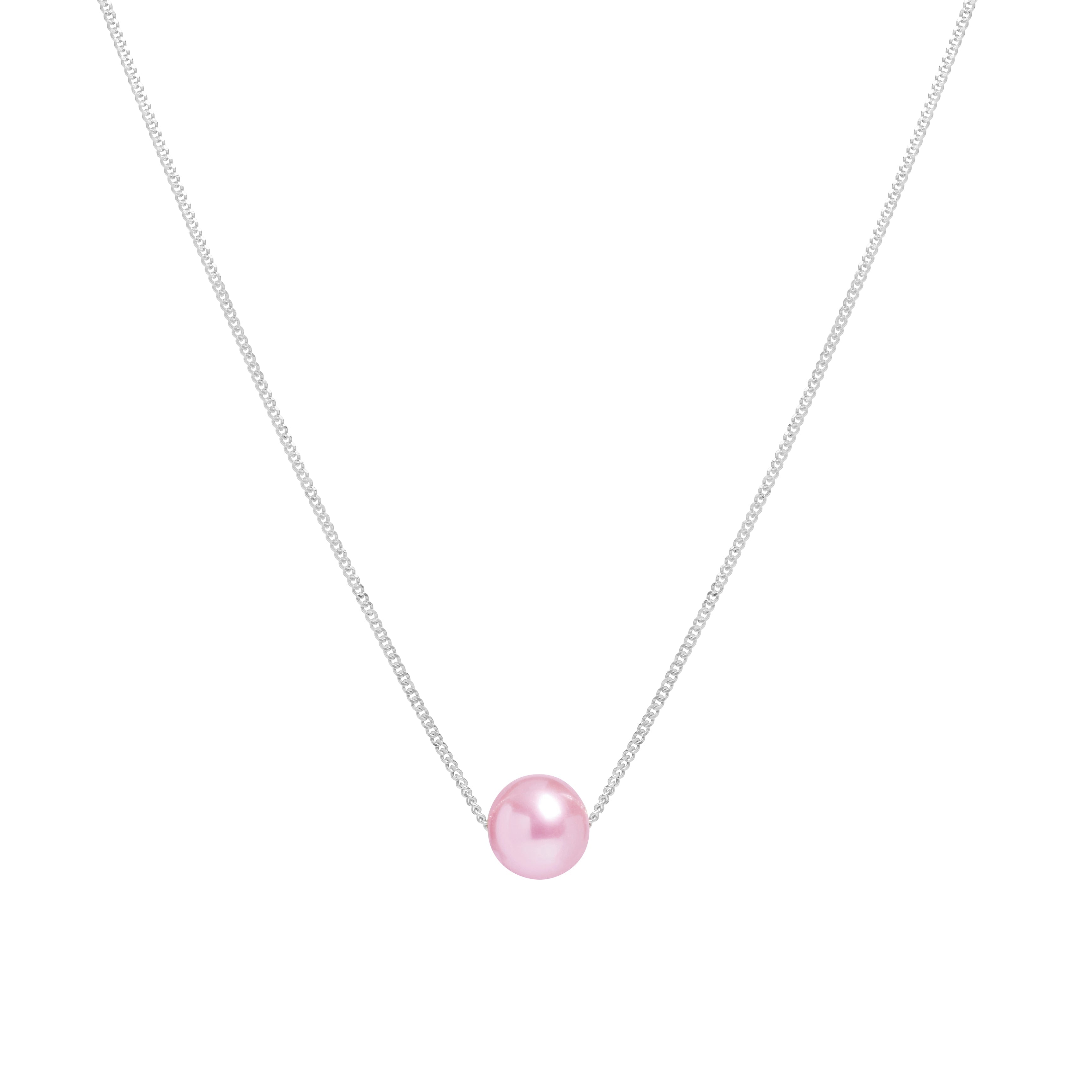 Sterling Silver Sliding Pink River Pearl Necklace