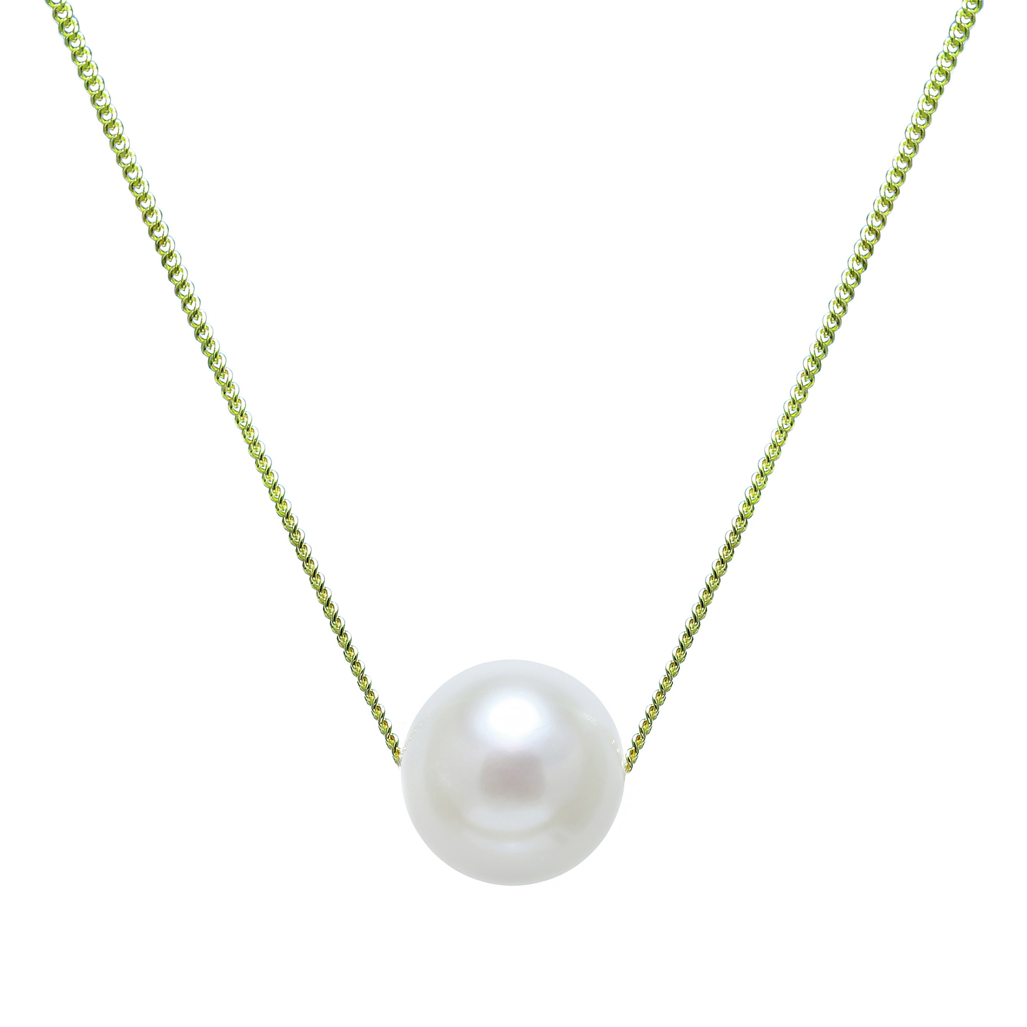 9ct Yellow Gold Sliding River Pearl Necklace