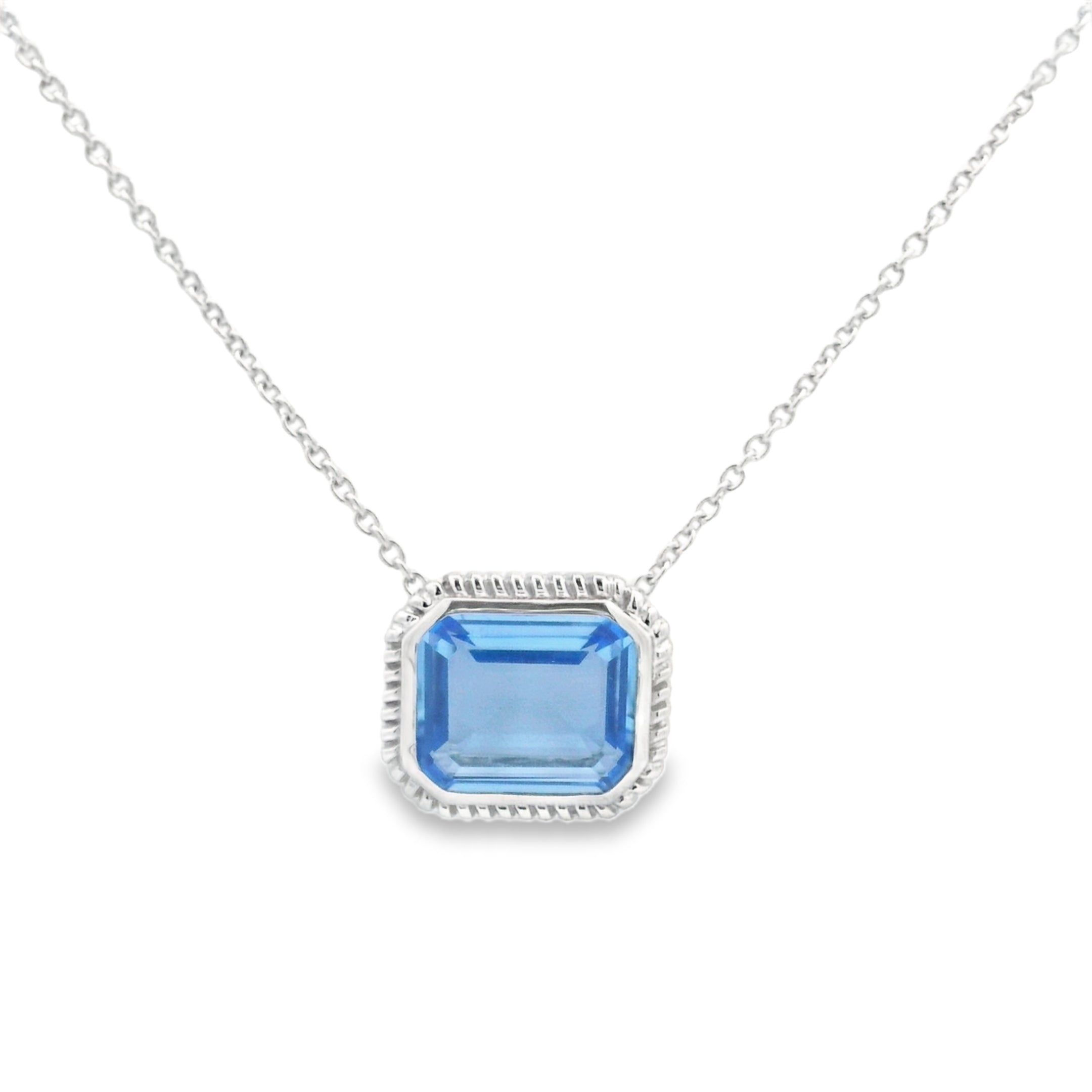 Silver Synthetic Blue Quartz Necklace