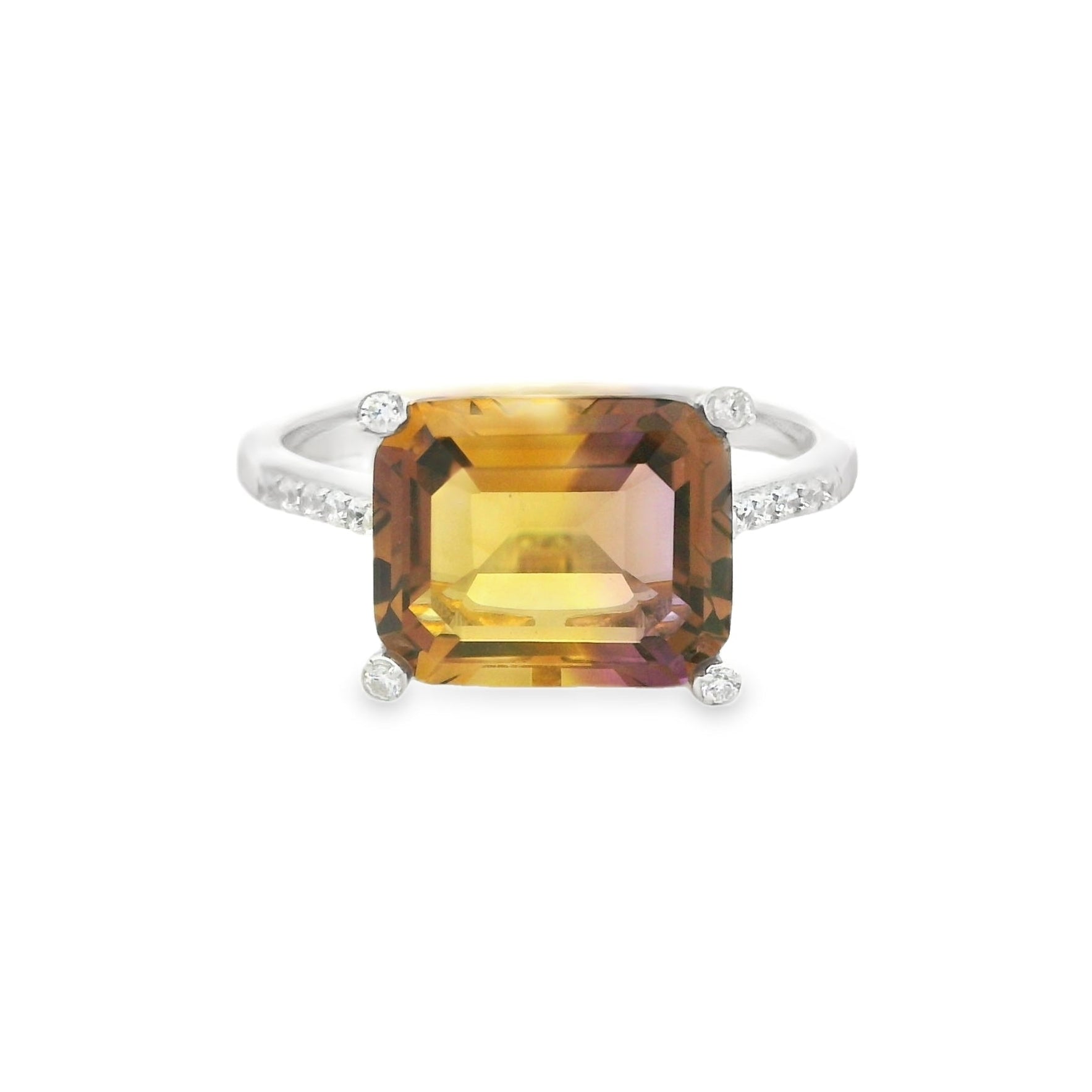 Silver Ametrine & Cubic Zirconia Ring